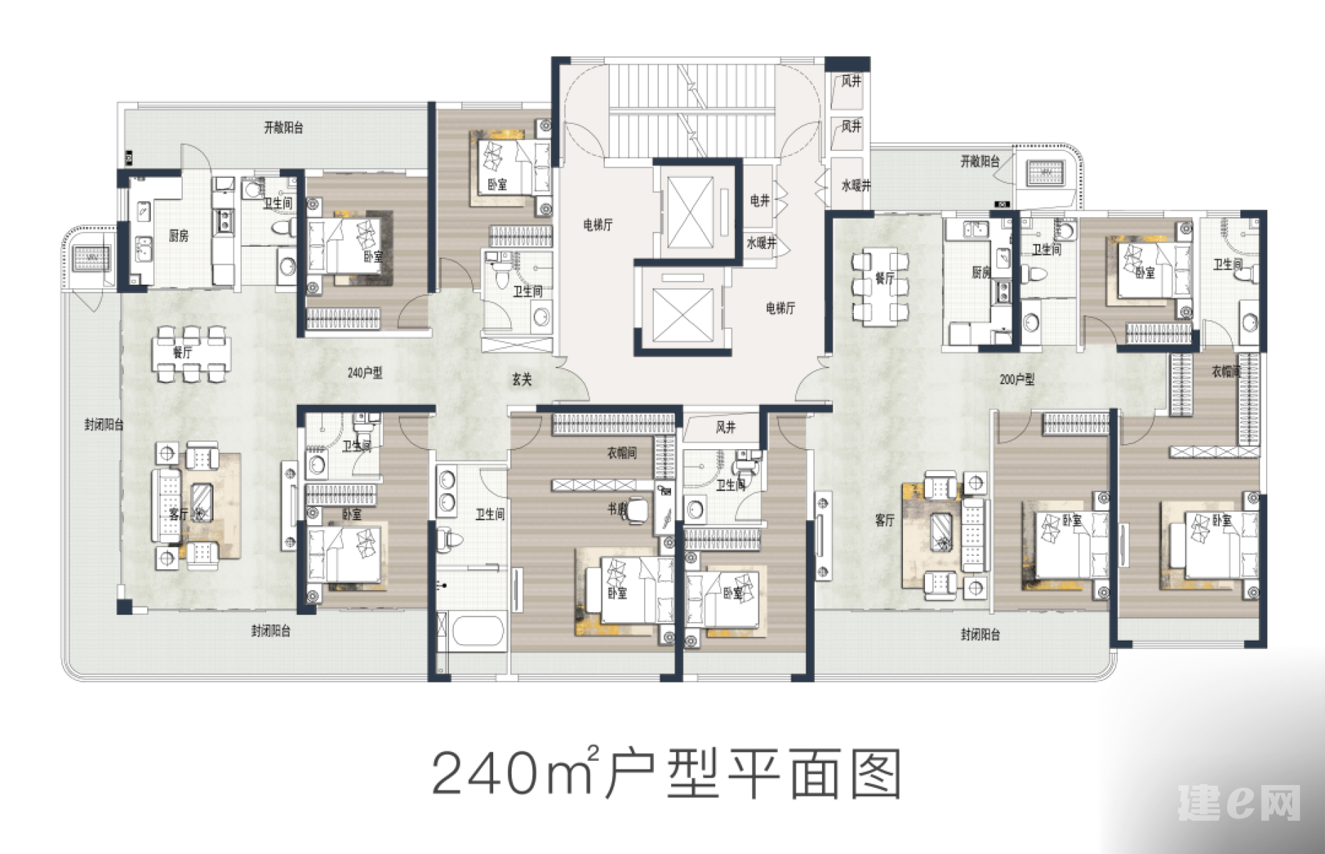 住宅户型+平面布局-大平层空间规划-建e网灵感图库